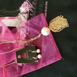 Long necklace with matching earrings